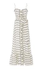 Lisa Marie Fernandez Tie-detailed Ruffled Striped Voile Maxi Dress
