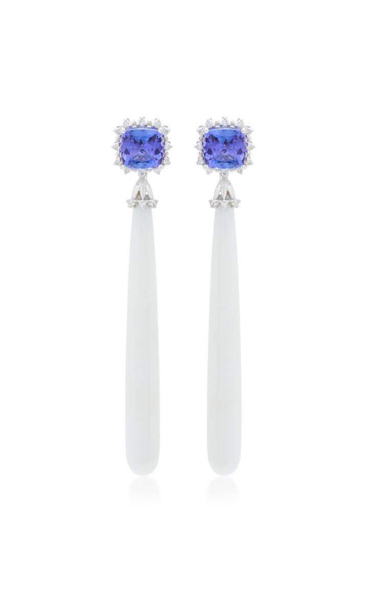 Dana Rebecca 14k White Gold Tanzanite And Dolomite Drop Earrings
