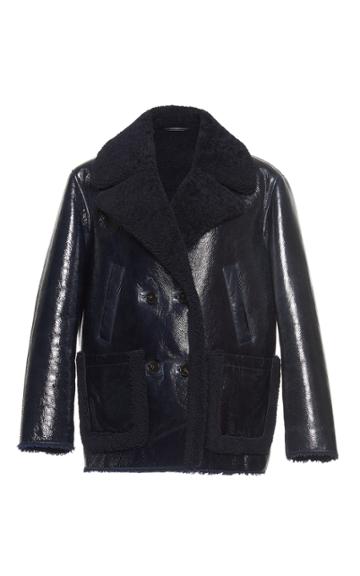 Yves Salomon Paris Patent Shearling Jacket