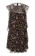 Red Valentino Insect Printed Ruffle Dress