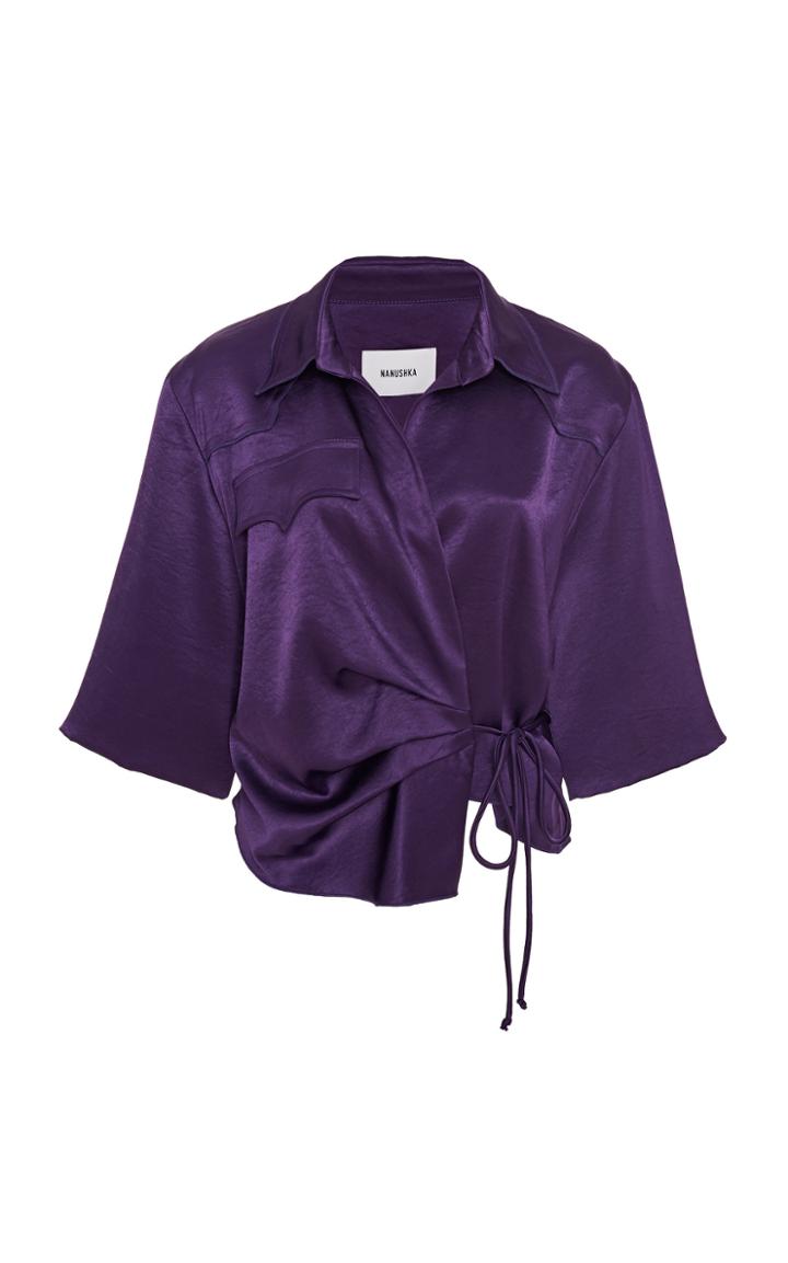Nanushka Dalas Wrap-effect Satin Top