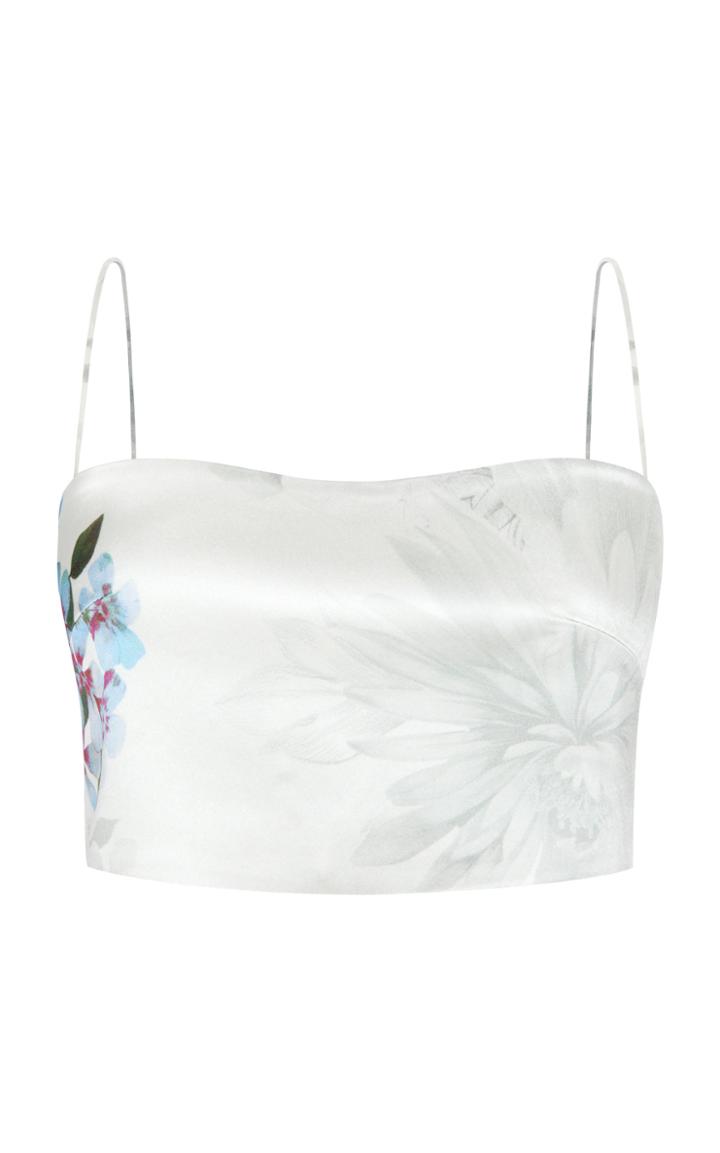 Adriana Iglesias Ada Floral Silk Satin Cropped Top
