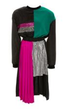 Daniele Carlotta Color Block Mix Match Asymmetric Dress