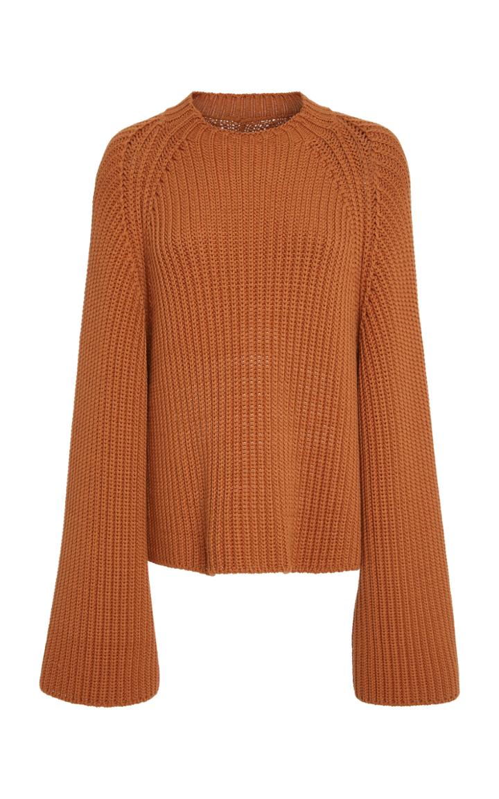 Rosetta Getty Cropped Rib Knit Flared Sweater