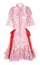 Ryan Lo Tiered Floral Ruffle Chiffon Dress