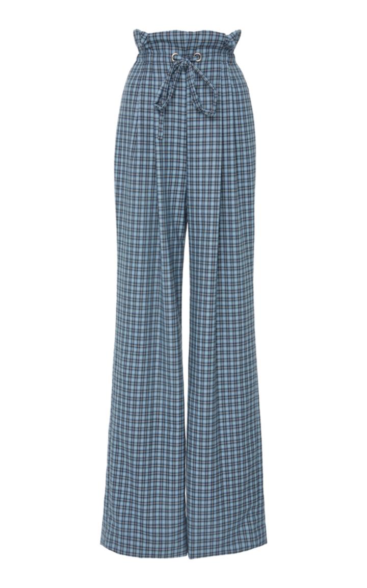 Rodarte Plaid Wide-leg Drawstring Pant