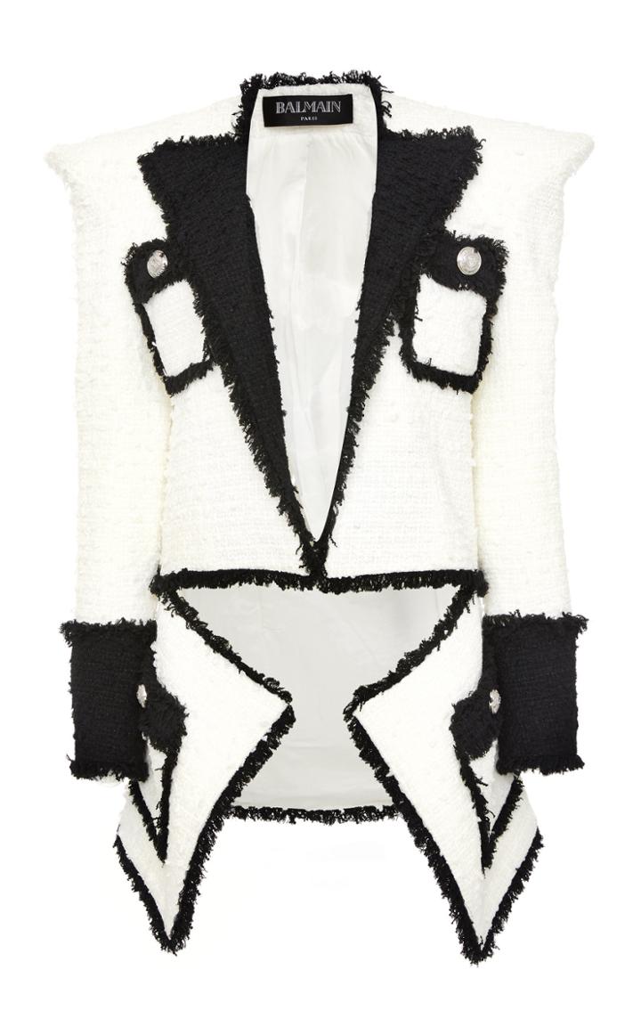 Balmain Deconstructed Patch Pocket Tweed Jacket