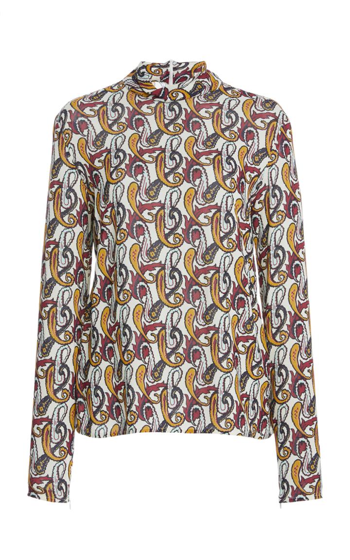Moda Operandi Victoria Beckham Printed Crepe De Chine Top