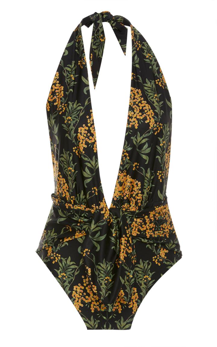 Agua By Agua Bendita Mangostino Floral-printed Halter Swimsuit