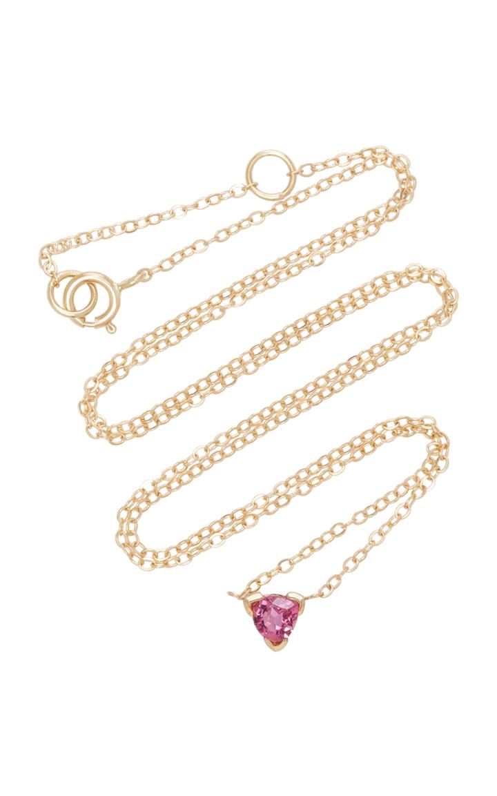 Shahla Karimi Trillion 14k Gold Pink Tourmaline Necklace