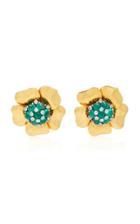Mahnaz Collection One-of-a-kind 18k Gold Emerald And Diamond Earrings