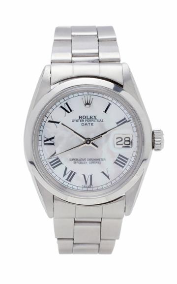 Vintage Watches Rolex Date White Pearlized Roman Dial