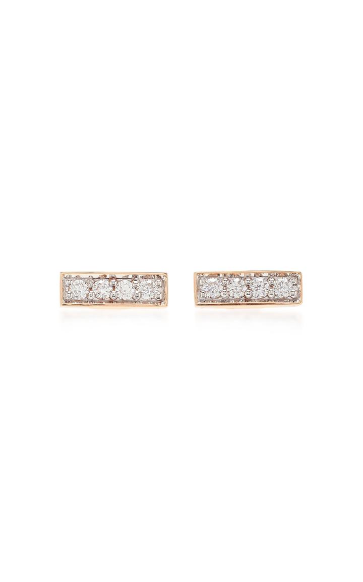 Walters Faith Mini Rose Gold And Diamond Bar Studs