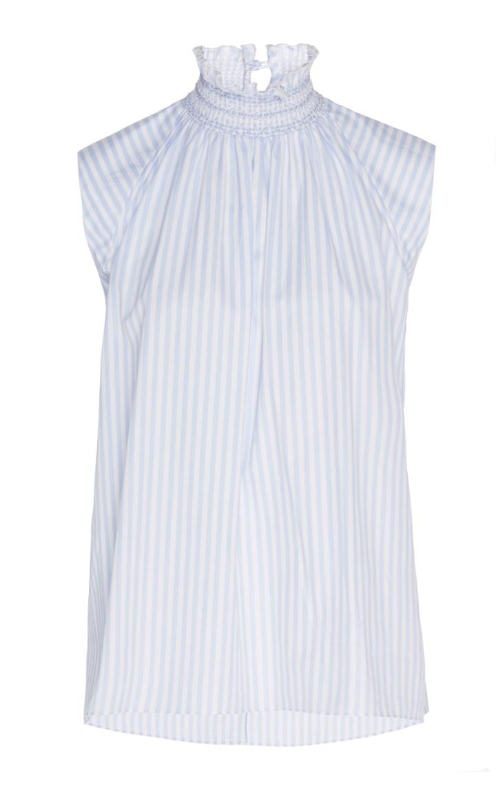Moda Operandi Adam Lippes Sleeveless Smocked Neck Cotton Top Size: S