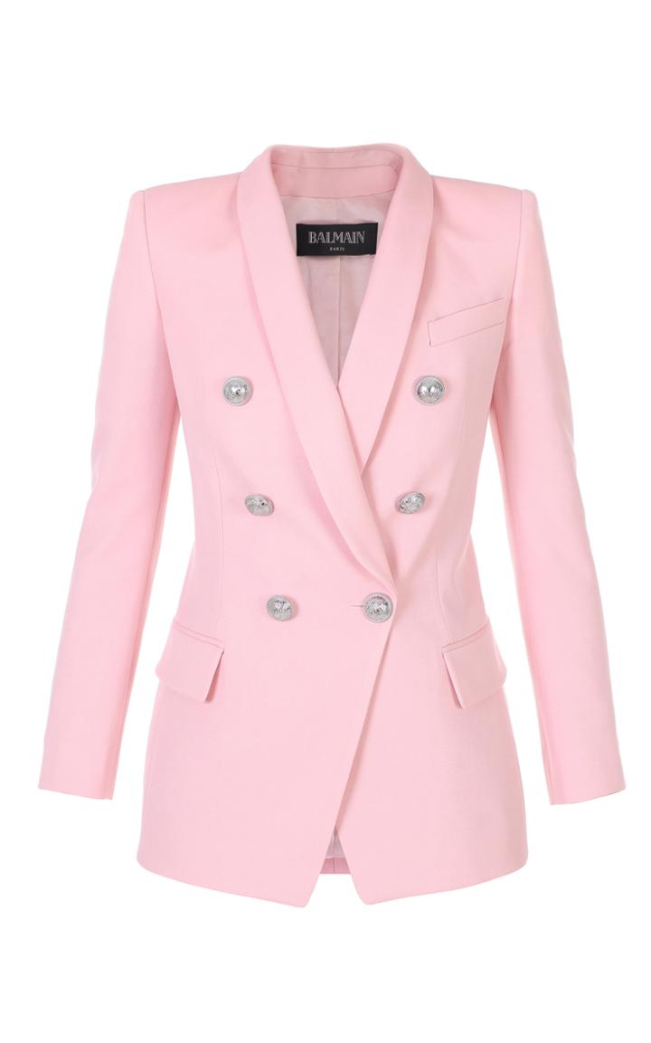 Balmain Oversized Wool Grain De Poudre Double-breasted Jacket