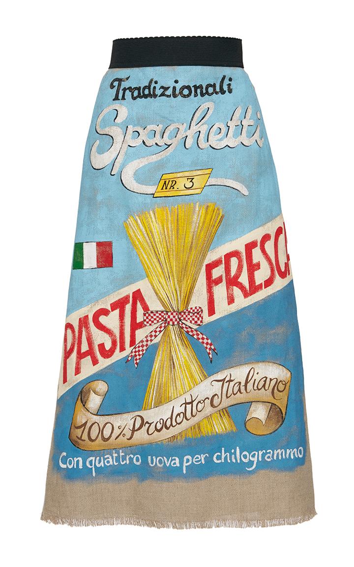 Dolce & Gabbana Spaghetti Print Jute Skirt