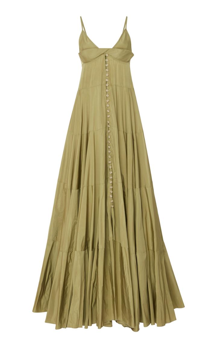 Jacquemus La Robe Manosque Tiered Twill Maxi Dress