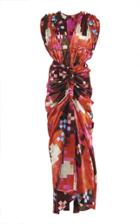 Marni Pleated Satin Printed Dress