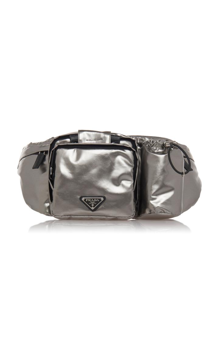 Prada Silver Nylon Hip Bag With Water Bottle Holder