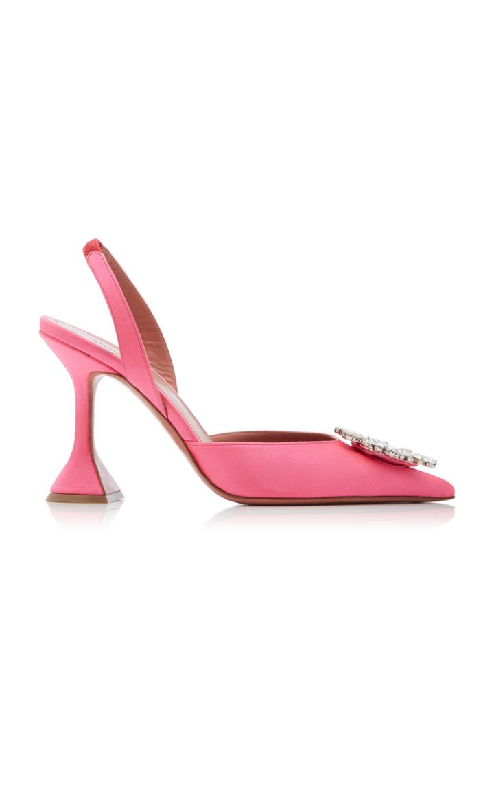 Amina Muaddi Begum Crystal-embellished Satin Slingback Pumps