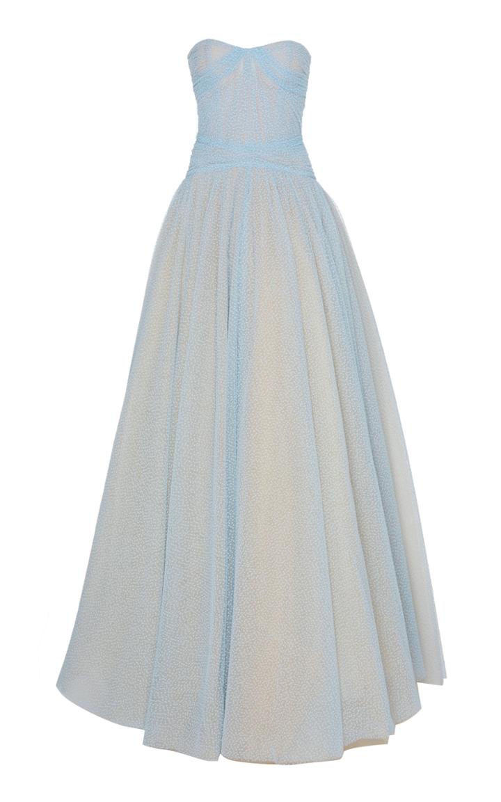 J. Mendel Embroidred Tulle Strapless Gown