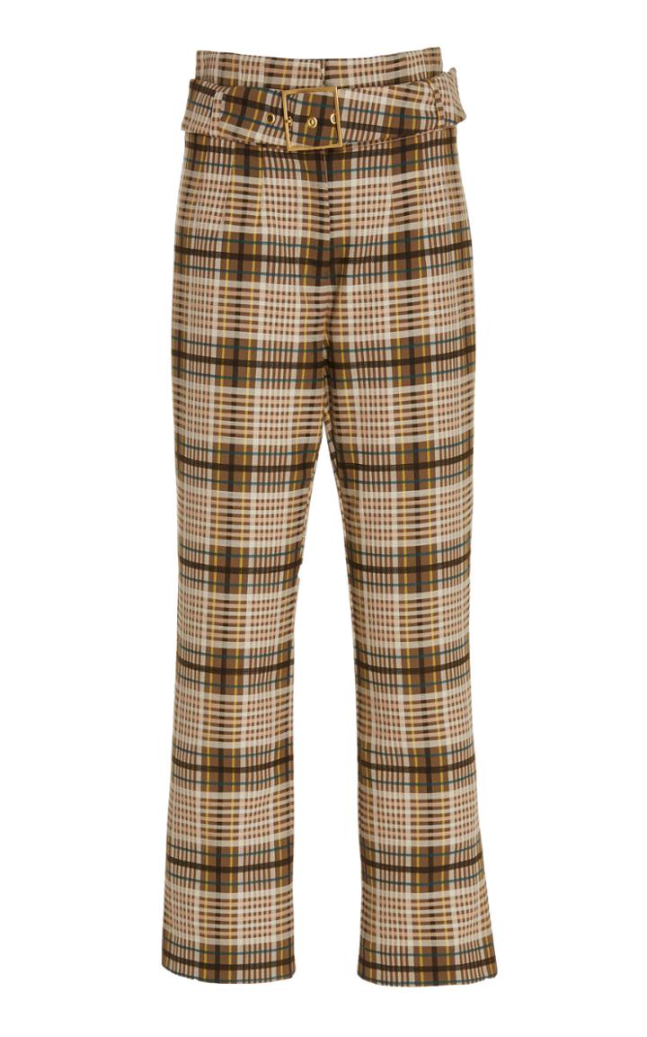 Jonathan Simkhai Plaid E-cig Mixed-wool Pant