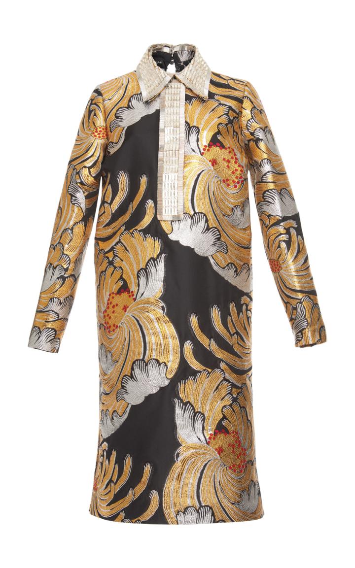 Rochas Chemisier Dress With Crystal Collar