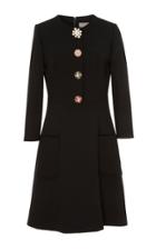 Lela Rose Peplum Button-detailed Wool-blend Dress
