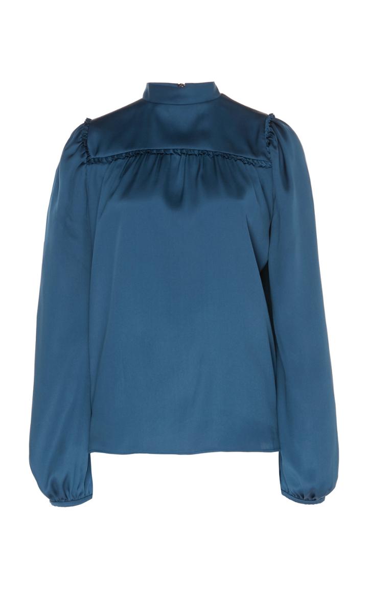 Rochas Gathered Silk Satin Blouse