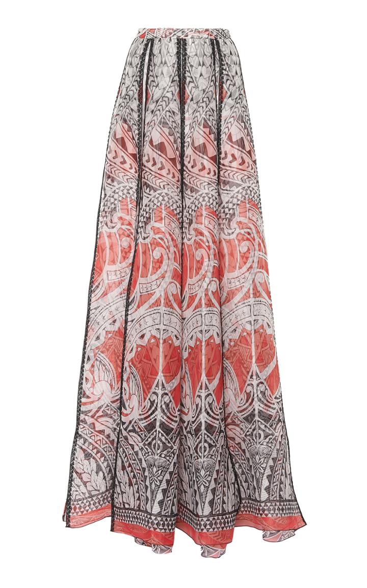 Zuhair Murad Printed Silk-organza Maxi Skirt