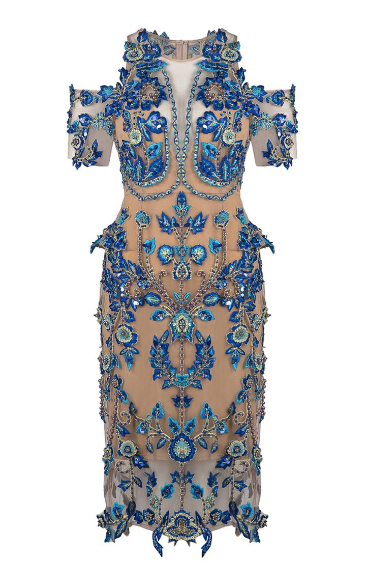 Thurley Iris Embroidered Illusion Dress