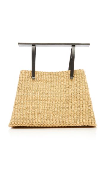 Ins Bressand Leather-trimmed Straw Top Handle Bag