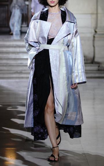 Mame Kurogouchi Gathered Silk Blend Midi Skirt