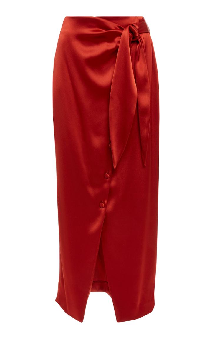 Nanushka Aries Tech Satin Wrap Skirt