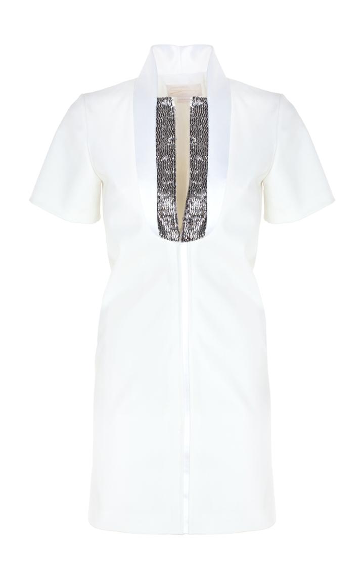 Genny Sparkle Neckline White Dress