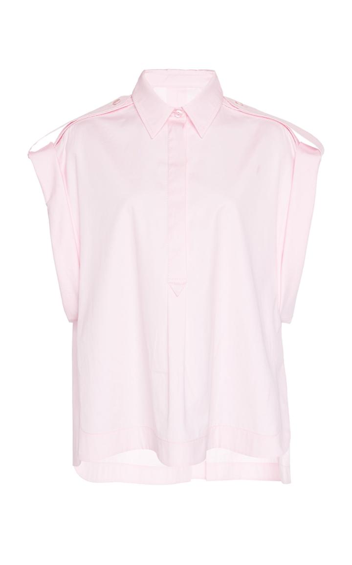 Alberta Ferretti Wide Sleeve Cotton Button Down Top
