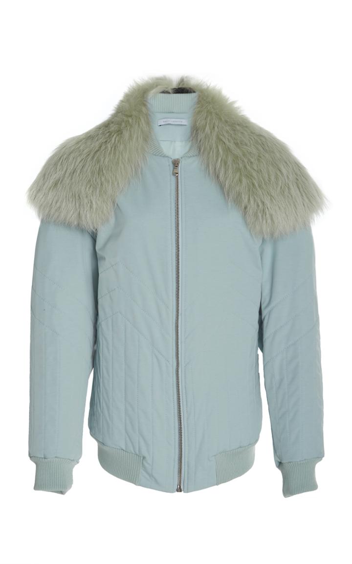 Sally Lapointe Quilted Bomber With Fox Collar