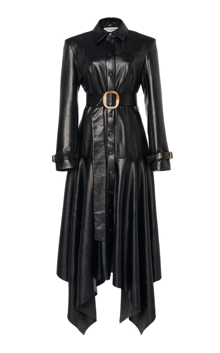 Matriel Faux Leather Overcoat Dress