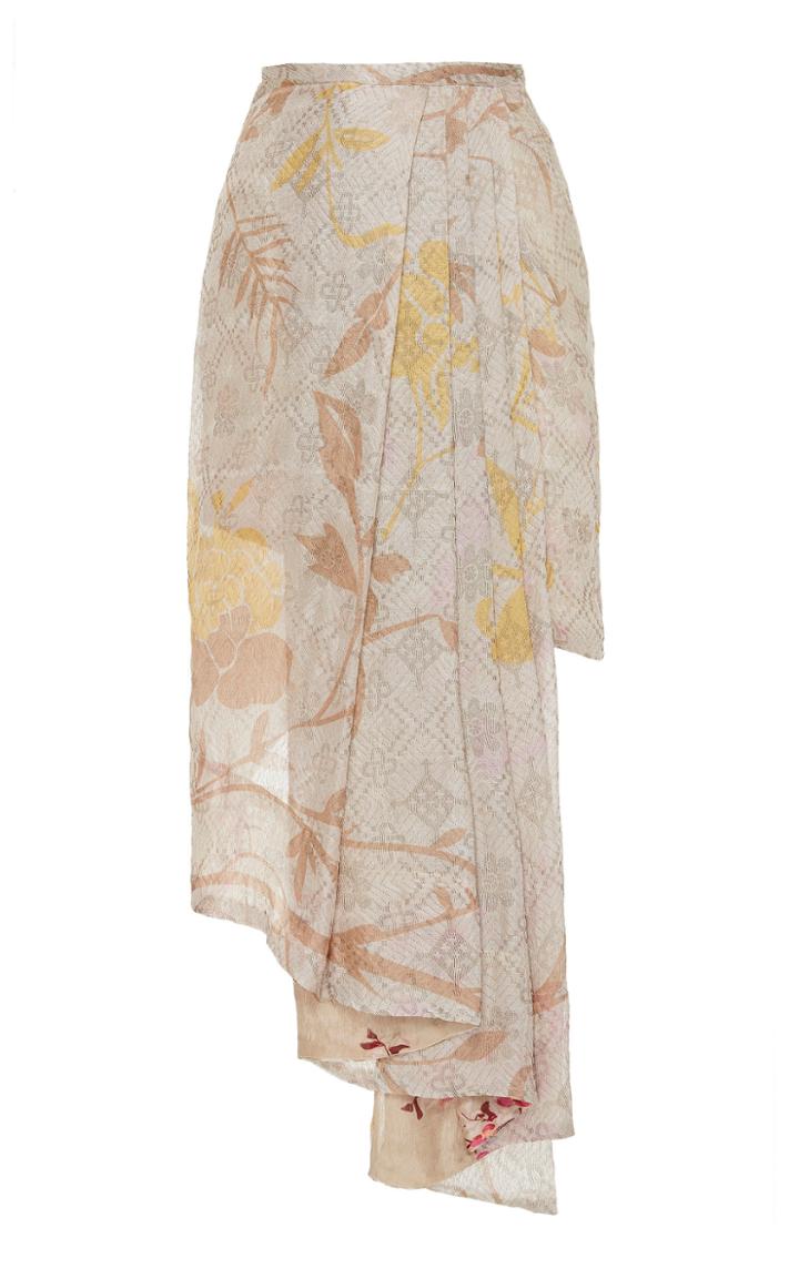 Roopa Fija Jacquard Asymmetric Pleated Skirt