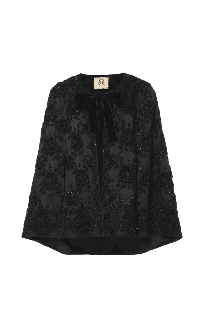 Figue Jacqueline Embroidered Silk Capelet