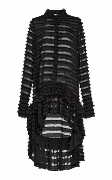 Anas Jourden Confetti Ruffled Black Tulle Shirtdress Size: 34