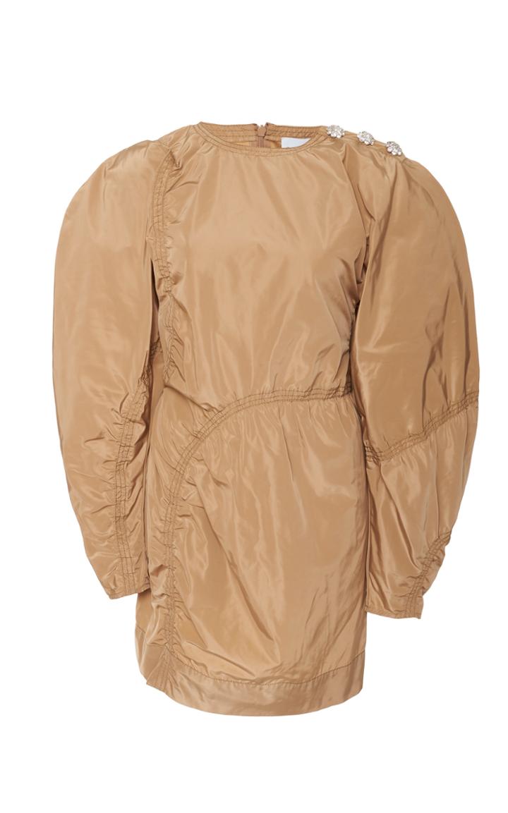 Ganni Balloon-sleeve Recycled Polyester Mini Dress