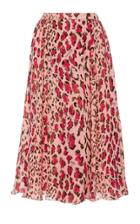 Carolina Herrera Gathered Leopard Print Silk Midi Skirt