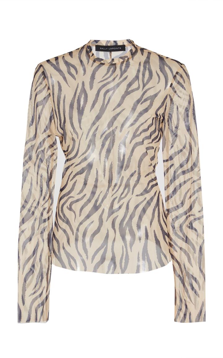 Moda Operandi Sally Lapointe Zebra-printed Chiffon Top Size: M