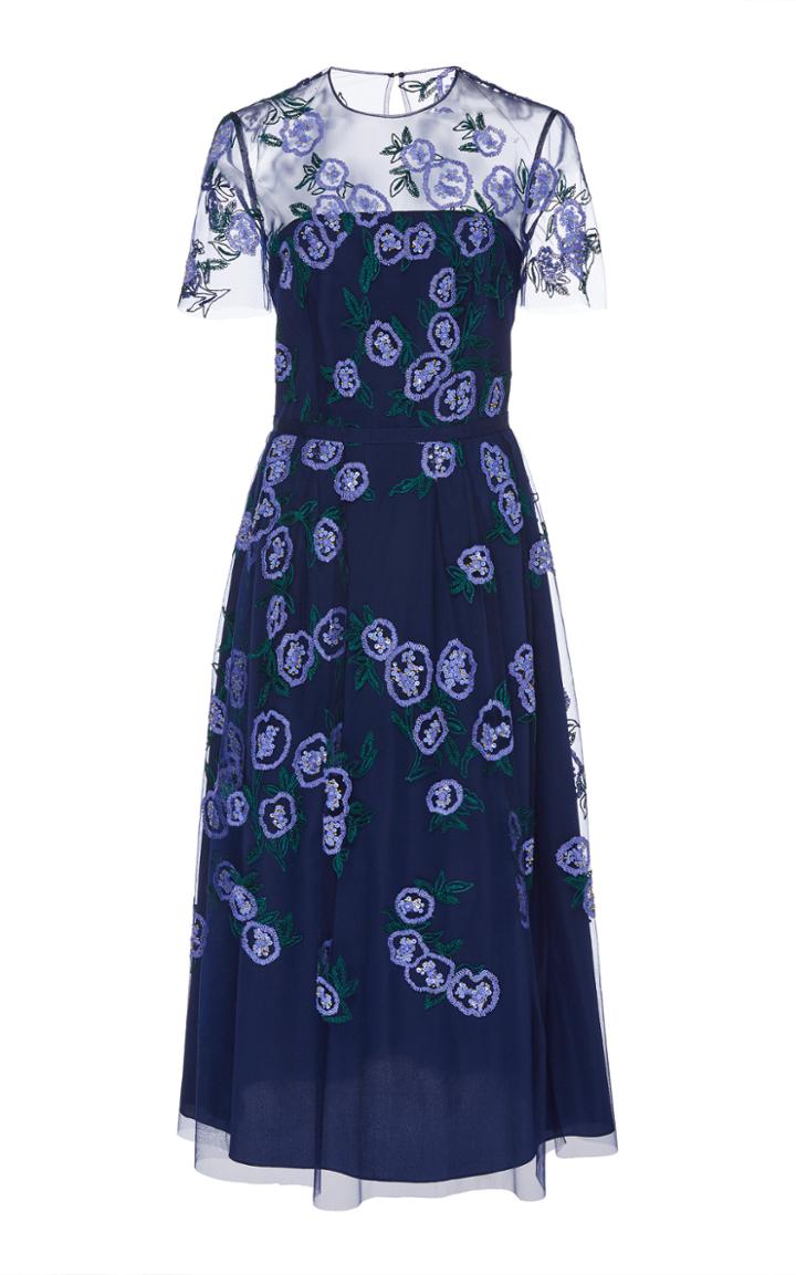 Carolina Herrera Sequined Sheer-paneled Organza Midi Dress