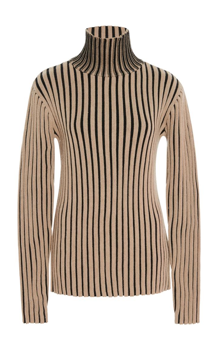 Victoria Victoria Beckham Striped Rib-knit Wool Turtleneck Sweater
