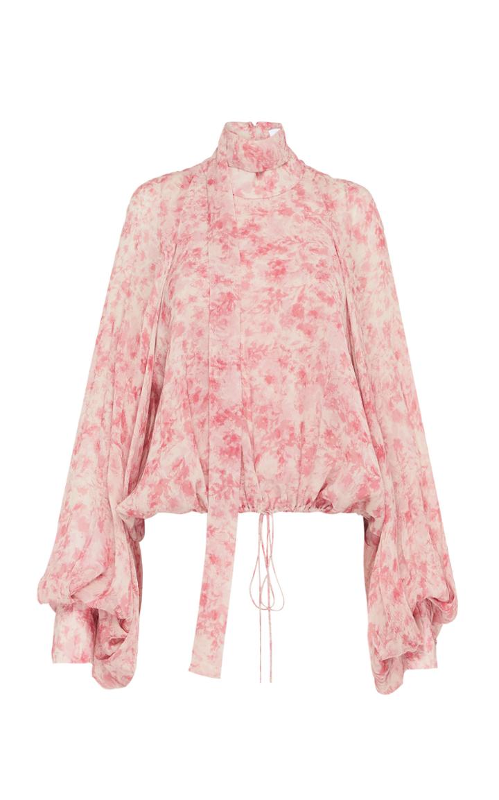 Rachel Gilbert Arietta Patterned Silk-chiffon Cropped Blouse