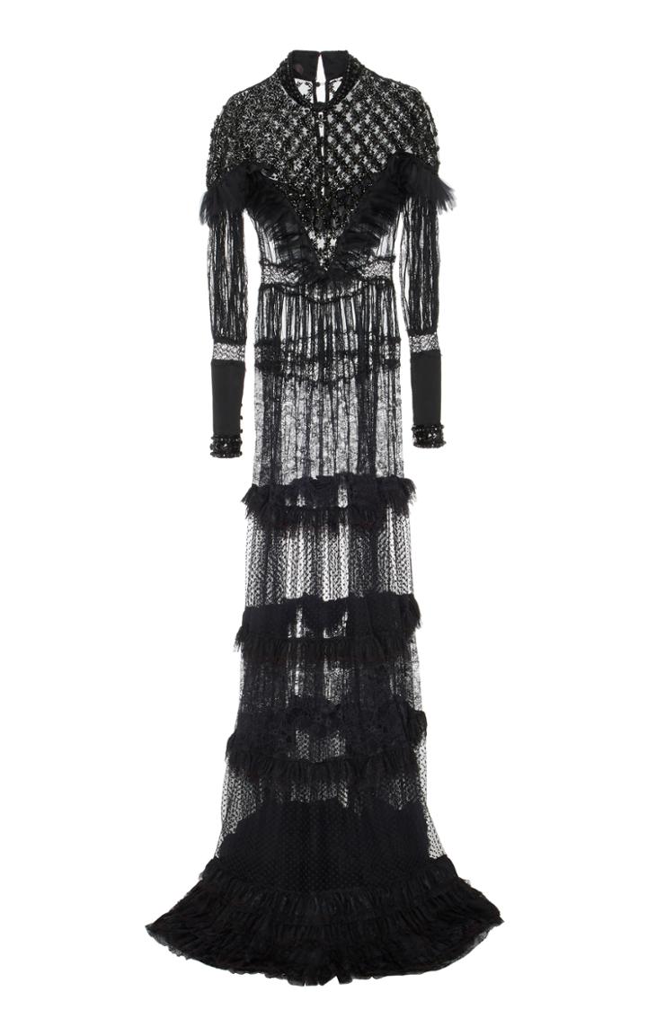 Amen Couture Embellished Long Lace Dress