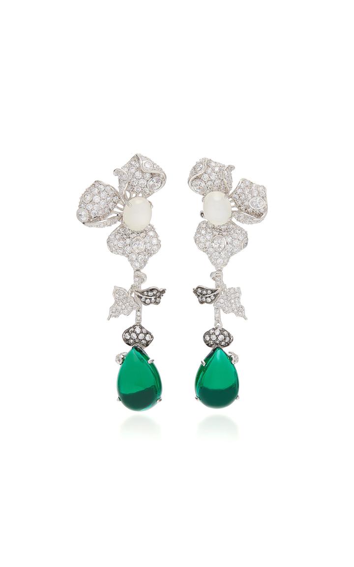 Anabela Chan Orchid Emerald 18k Gold Drop Earrings