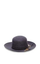 Sensi Studio Dark Grey Felted Wool Lauren Hat With Feathers